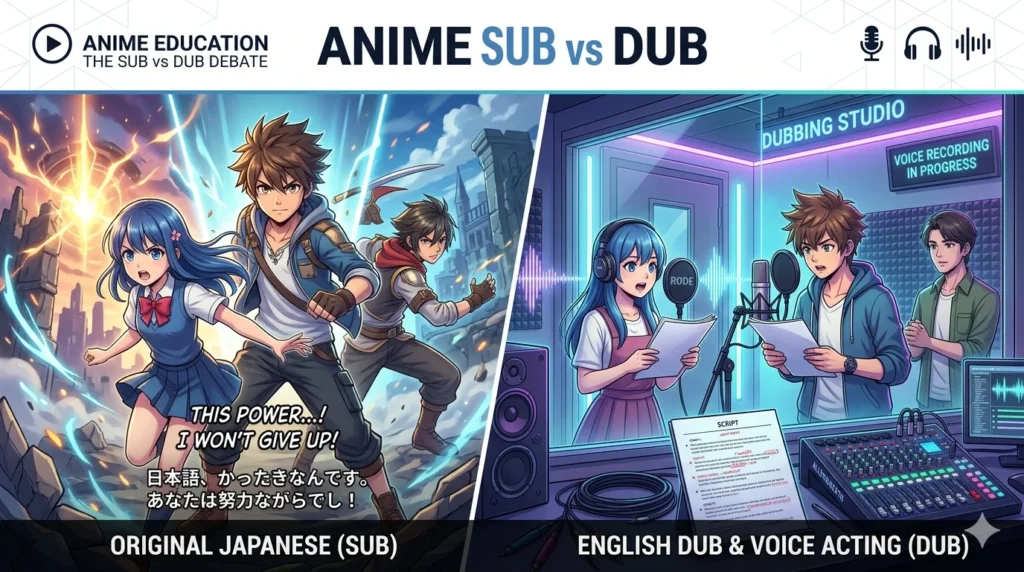 what does dubbed mean in anime